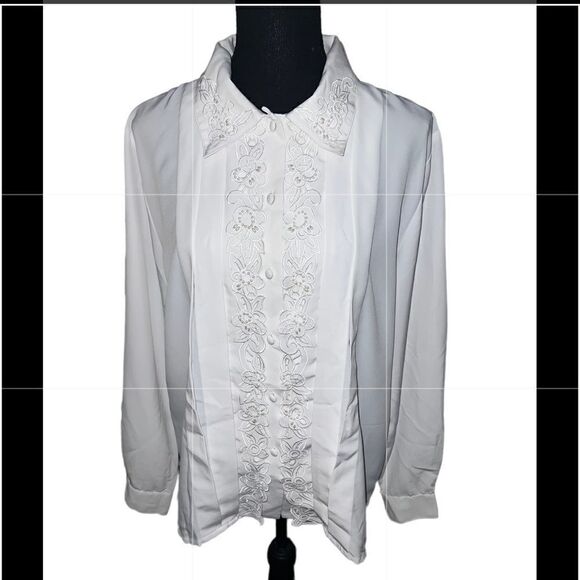 Vintage Christie & Jill Pearl Embellished Blouse Size 14 - Picture 1 of 6